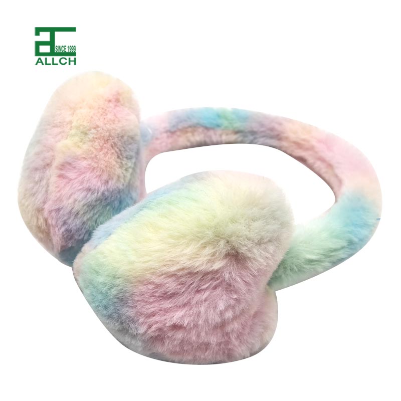 144766 Girls Tie Dyed Faux Fur Earmuff in Heart Shape