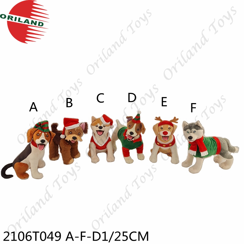 Christmas plush dog stuffed toy custom made soft plush wholesale manufacturer