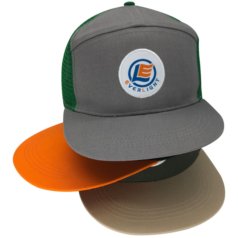 7 Panel Trucker Hat With Woven Patch Logo