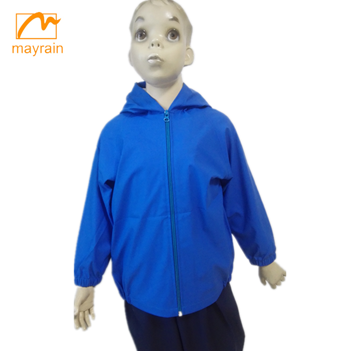 Blue Color Kids PU rain jacket raincoat