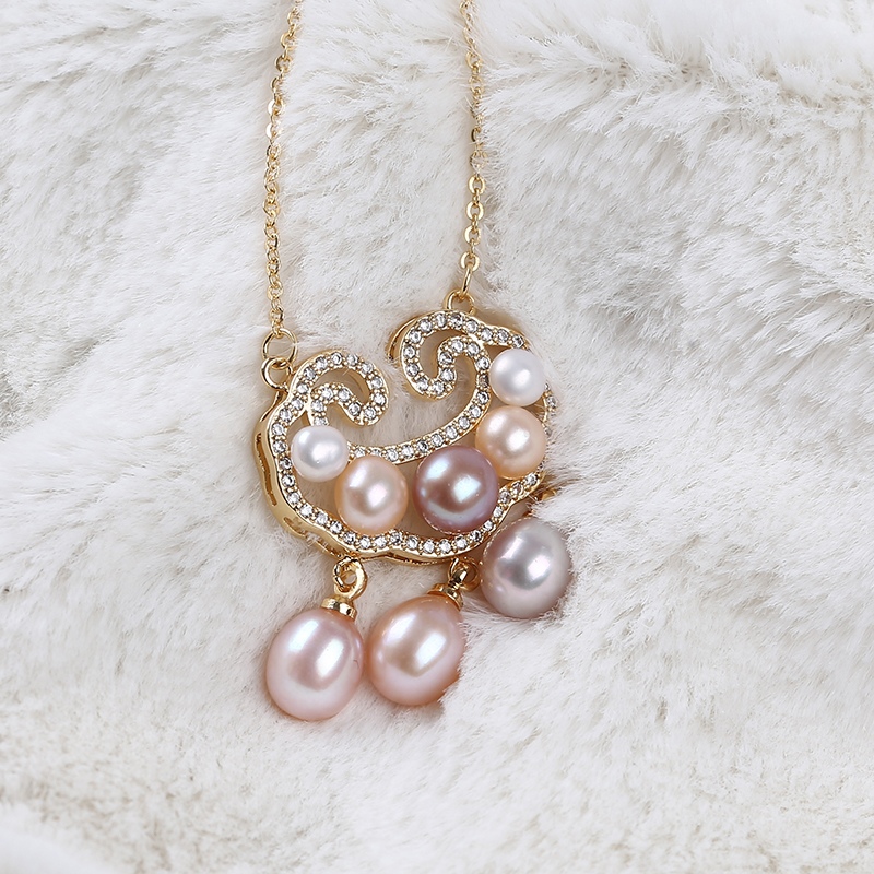 7mmRice shape pearl 9-12mm Button shape pearl Natural Freshwater Pearl Beads Pendant Jewelry Necklace Longevity Locks Necklace