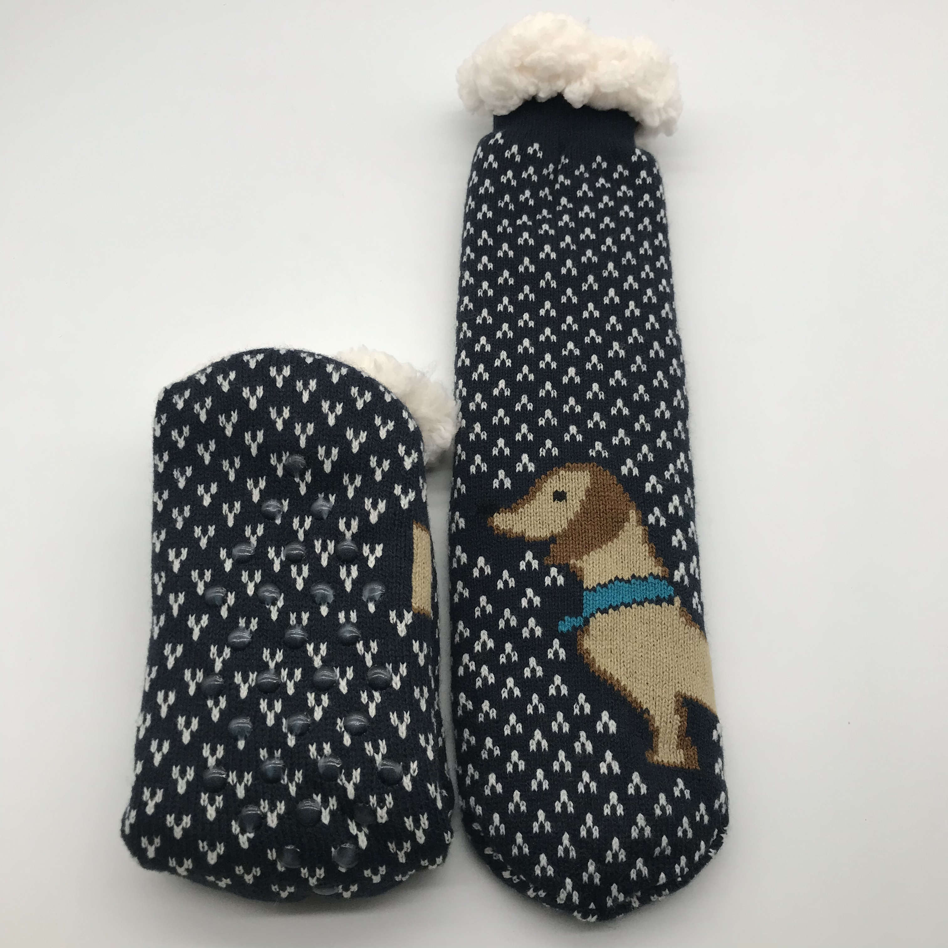 Fluffy cozy knitted slipper sock