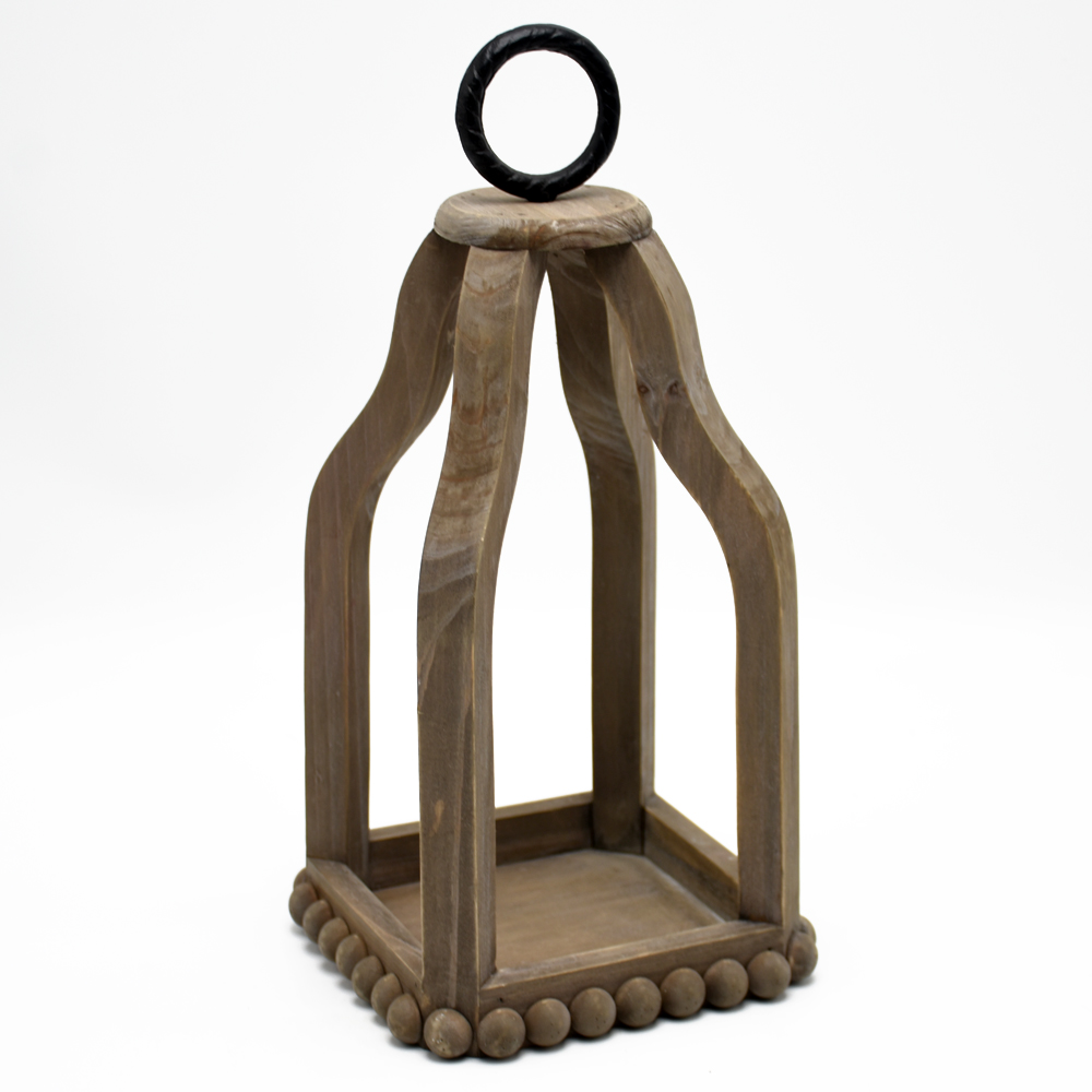 Natual Wood bead Home Decor Open Wood Lantern