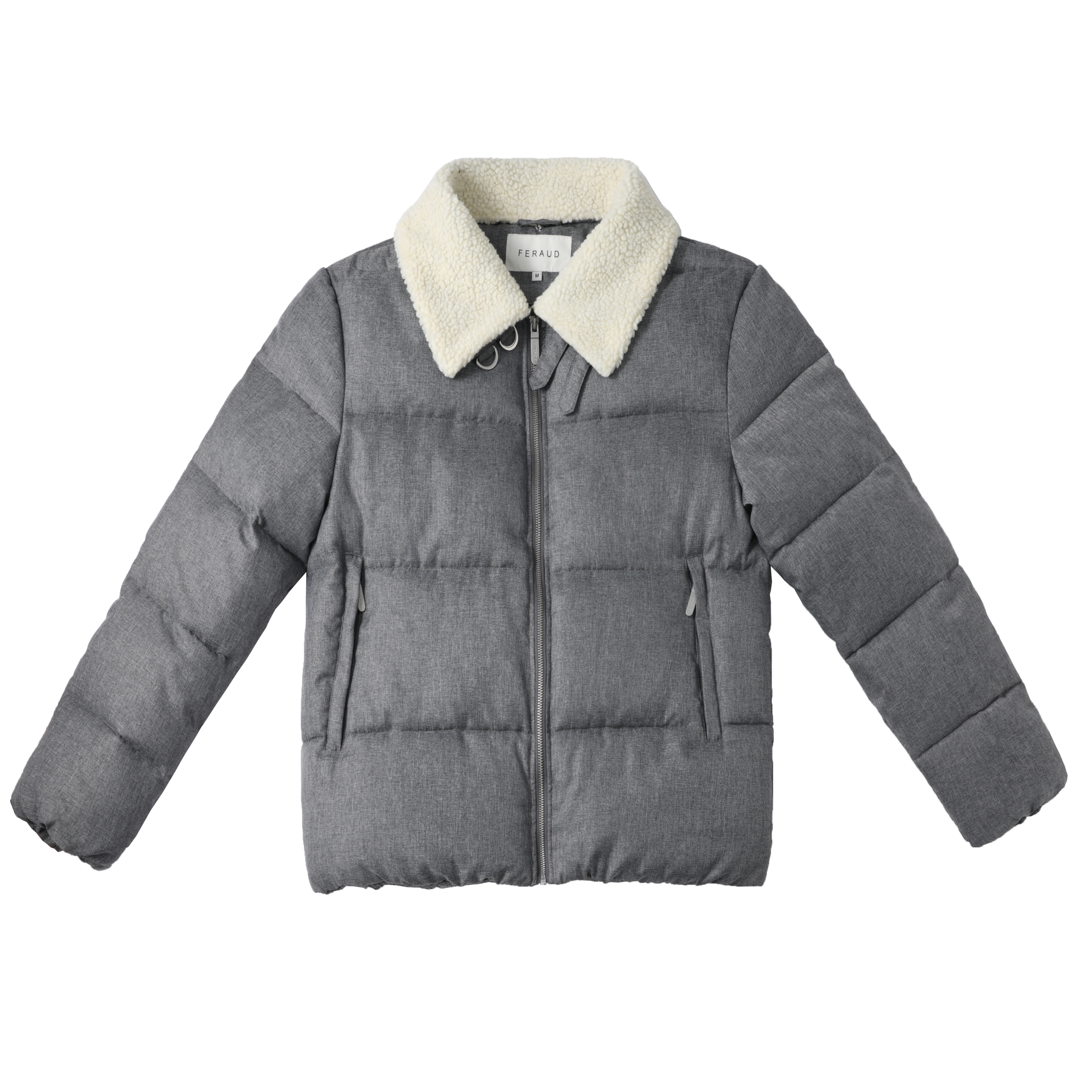 New Design light Weight Padding Sherpa Detachable Collar Men Winter Grey Jackets