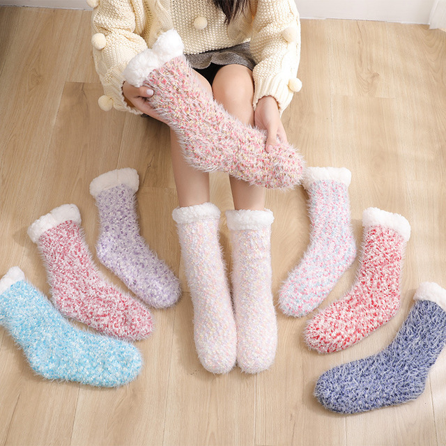 FS000429 Ladies Female Fairisle Gripped Slipper Socks House Slippers Sock