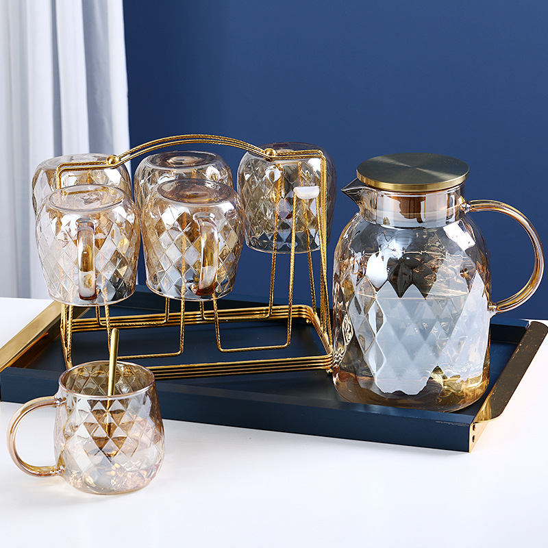 Glass Water Jug with Lid Borosilicate Glasses Water Carafe Pitcher