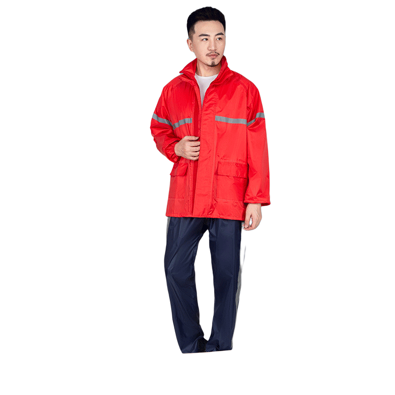 Outdoor safety reflective motorcycle riding raincoat suit