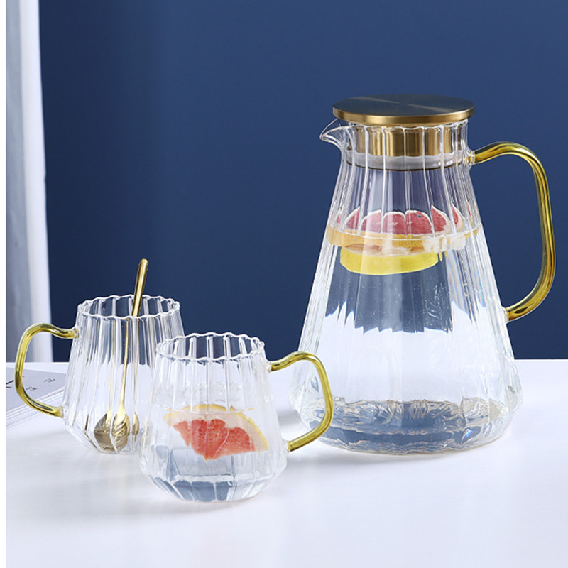 Glass Water Jug with Lid Borosilicate Glasses Water Carafe Pitcher