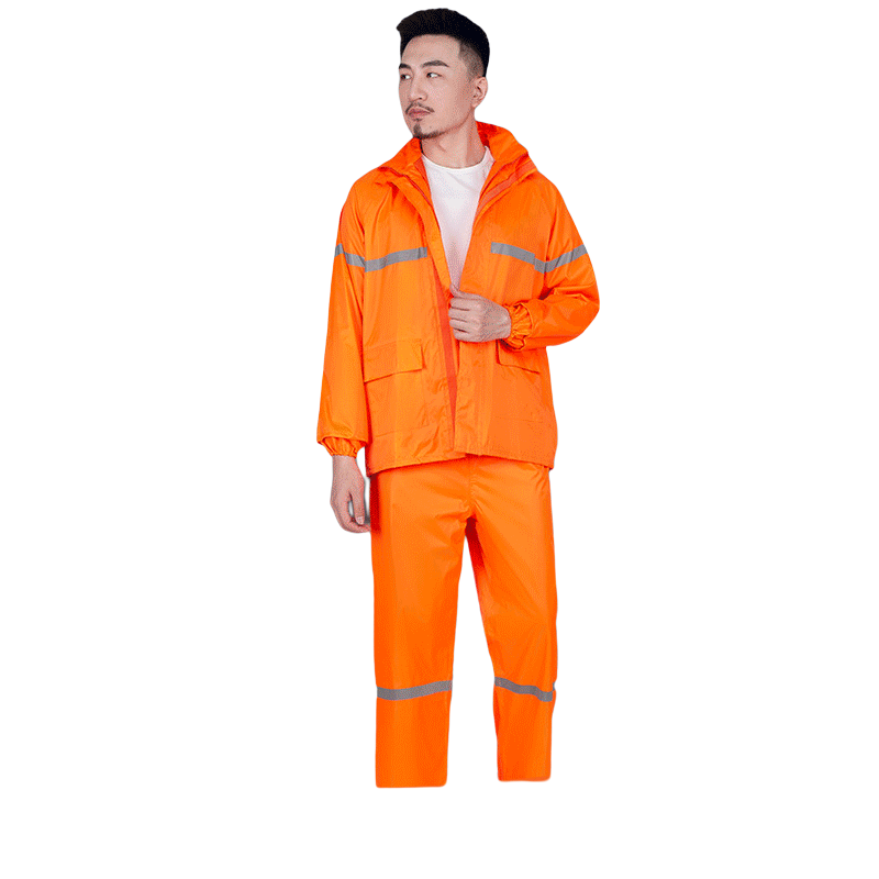 Outdoor safety reflective motorcycle riding adult breathable split raincoat rain pants suit
