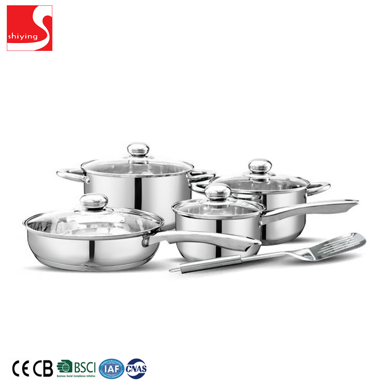 SY-Kitchenware stainless steel cookware with glass lid stainless steel cooking pot and pan