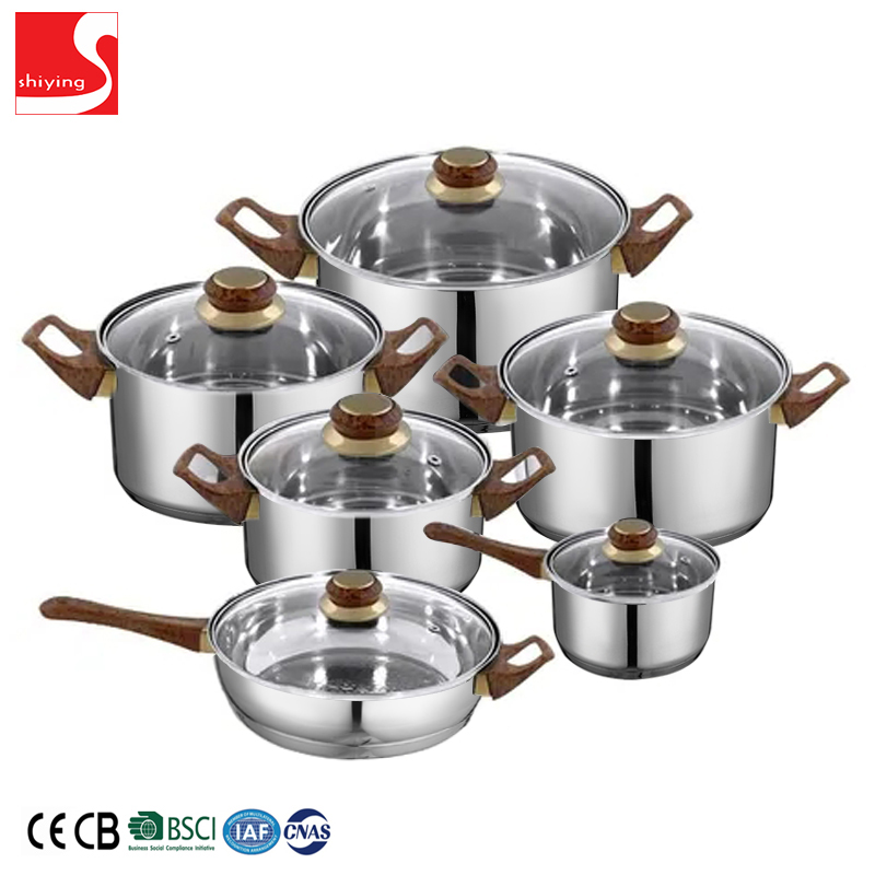 SY-Kitchenware stainless steel cookware with glass lid stainless steel cooking pot and pan