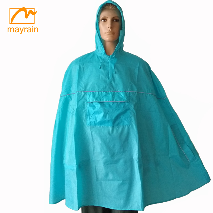 Polyester light blue reversal bag cycling rain poncho
