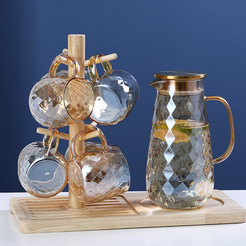 Glass Water Jug with Lid Borosilicate Glasses Water Carafe Pitcher