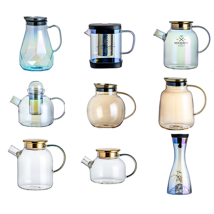 Glass Water Jug with Lid Borosilicate Glasses Water Carafe Pitcher