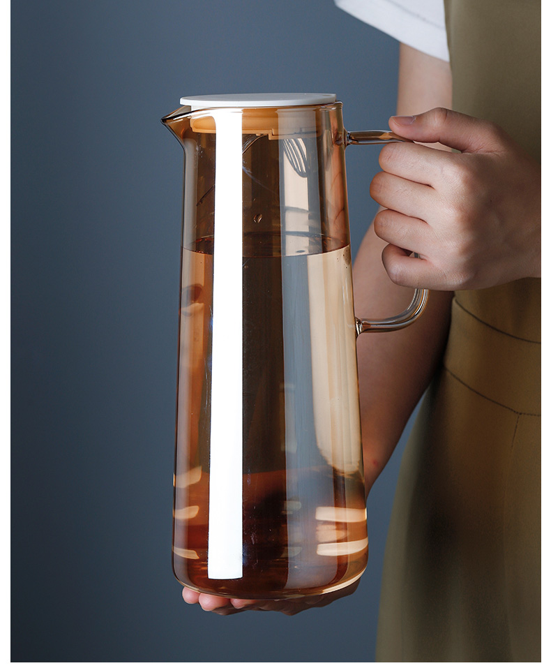 Glass Water Jug with Lid Borosilicate Glasses Water Carafe Pitcher