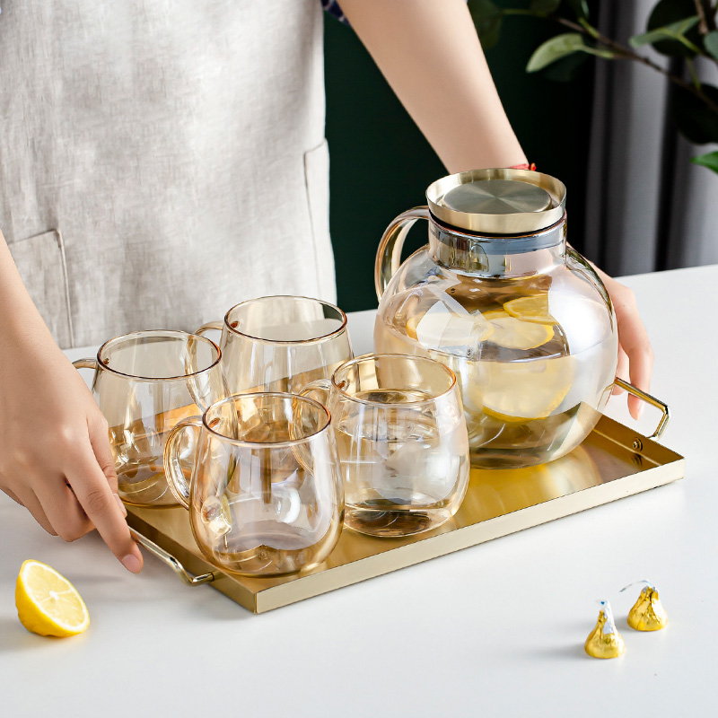 Glass Water Jug with Lid Borosilicate Glasses Water Carafe Pitcher
