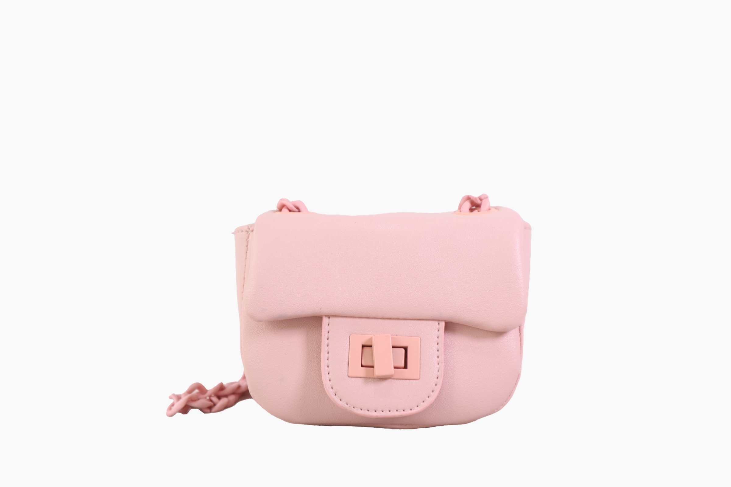 Square quiltted clutch bag in metallic pink