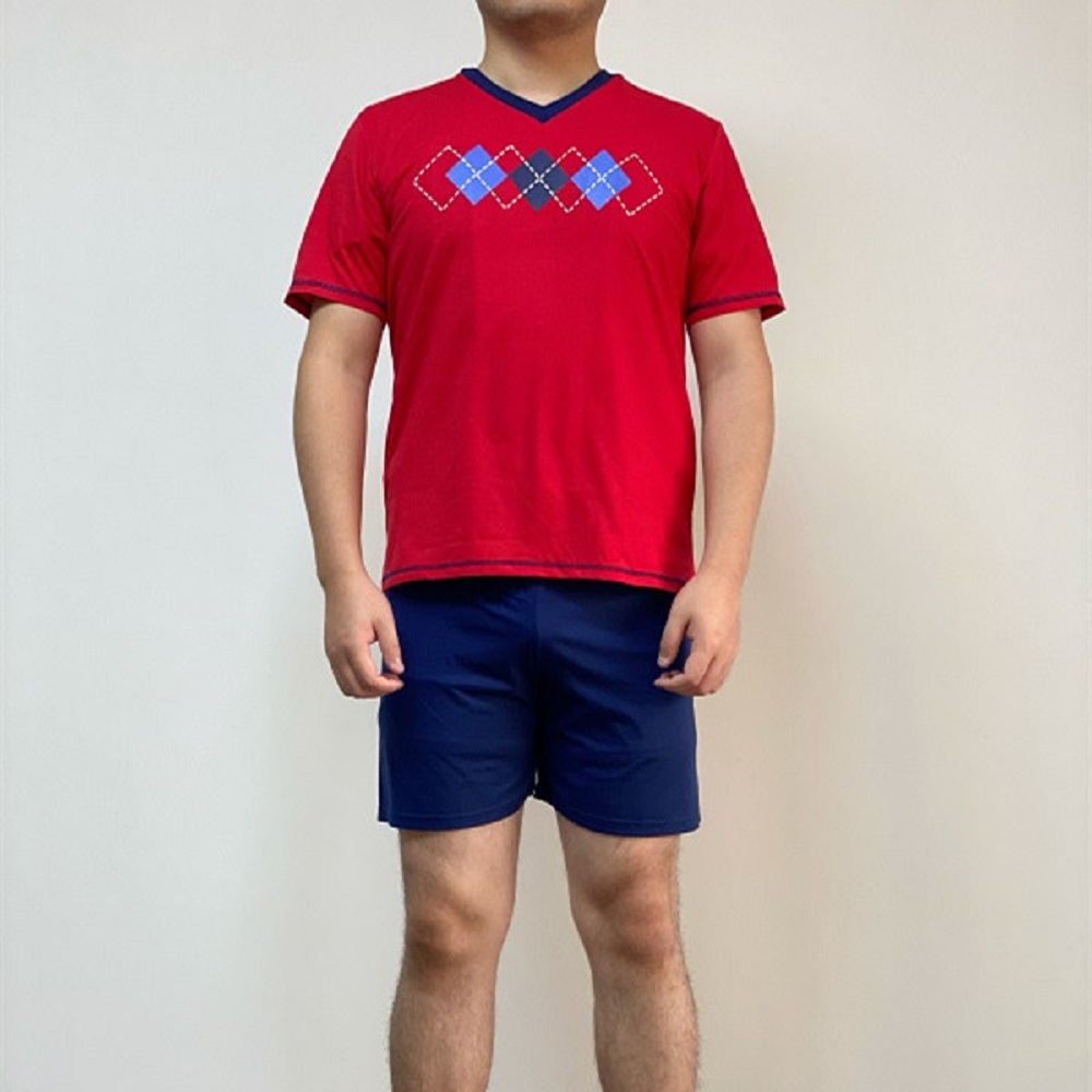 Men's 100%cotton knitted pajamas