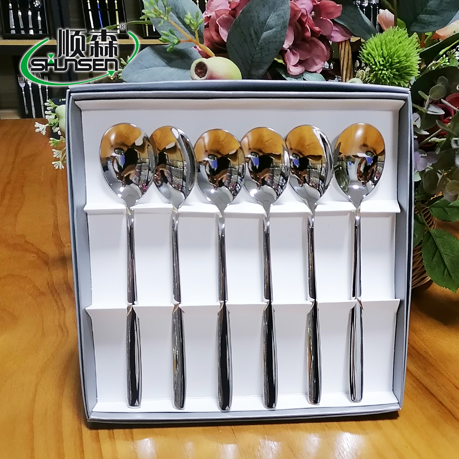 204 Asia Design 304 Mirror Polish Stainless Steel Table Dinner Soup Spoon 6 Pcs Cutlery Set