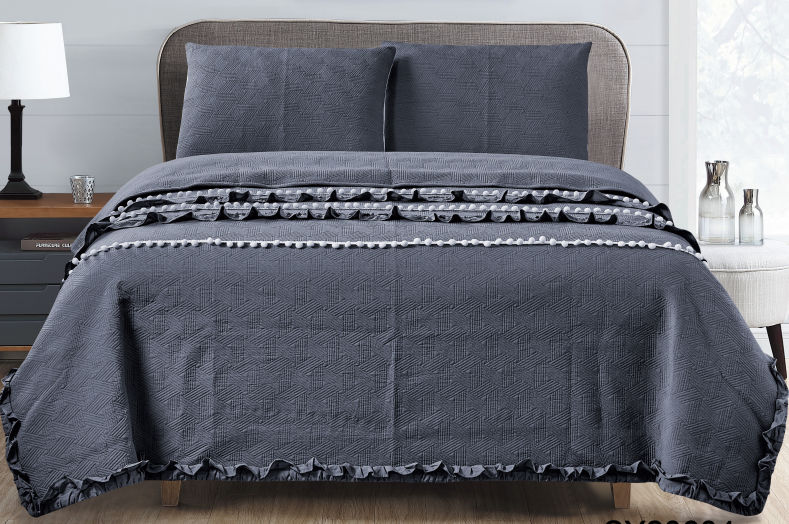 solid color embroidery pleat quilting set