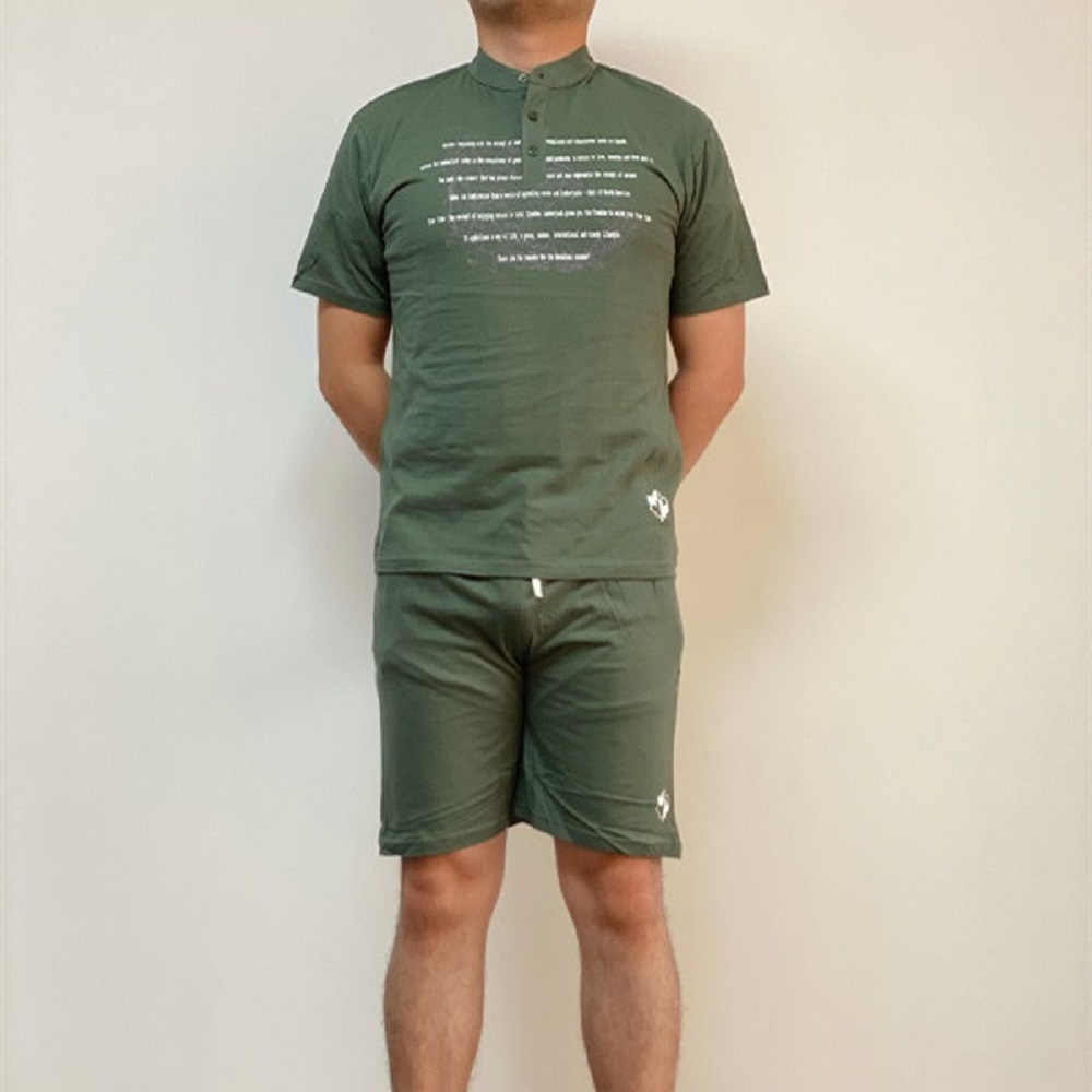 Men's 100%cotton knitted pajamas