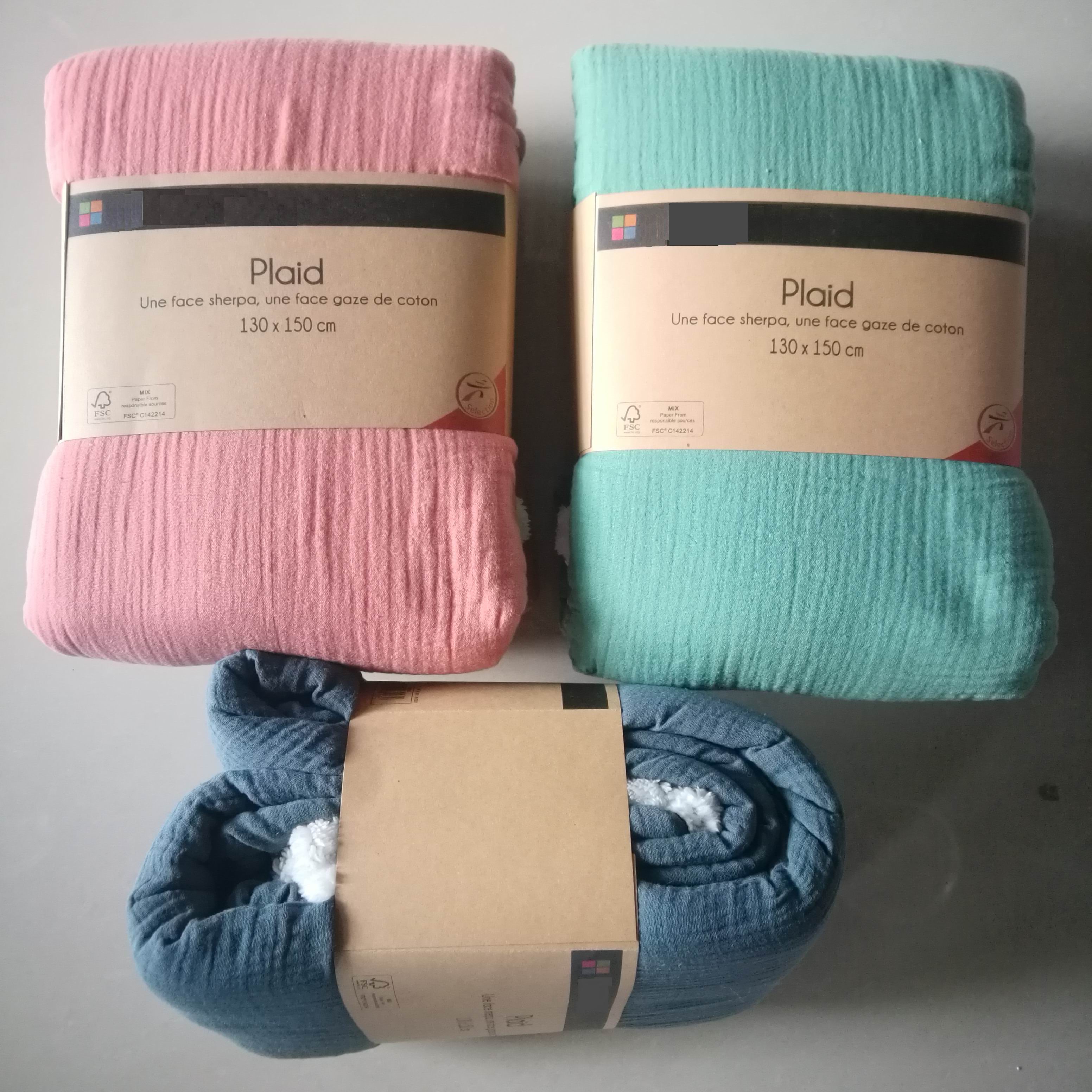 Une Face Sherpa ,une Face Gaze De Coton Blanket